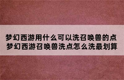 梦幻西游用什么可以洗召唤兽的点 梦幻西游召唤兽洗点怎么洗最划算